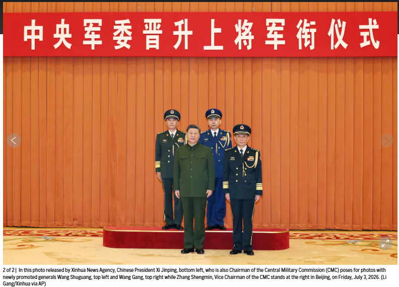 China's military promotes 2 new generals